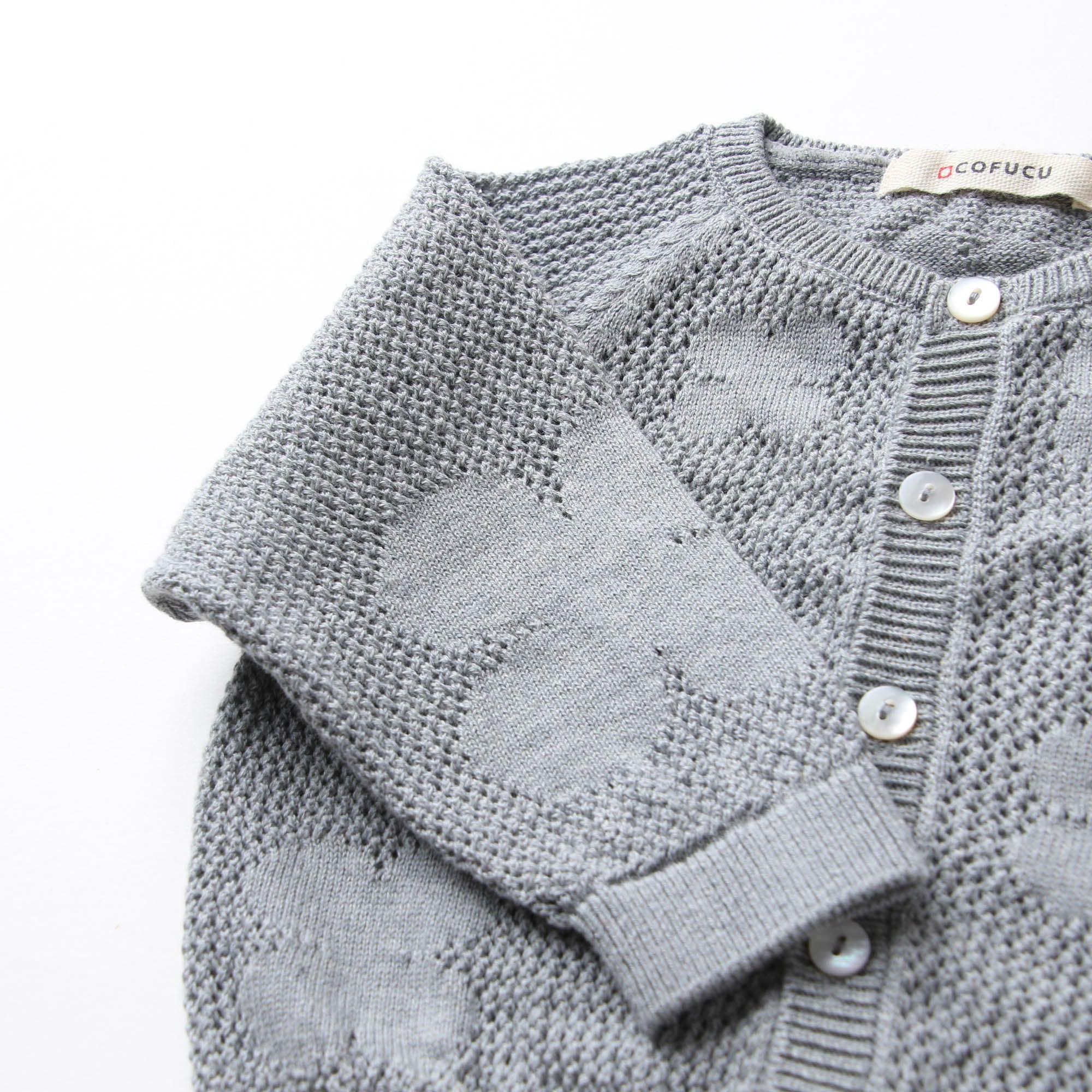 透かし柄クローバー柄カーディガン(紺青)