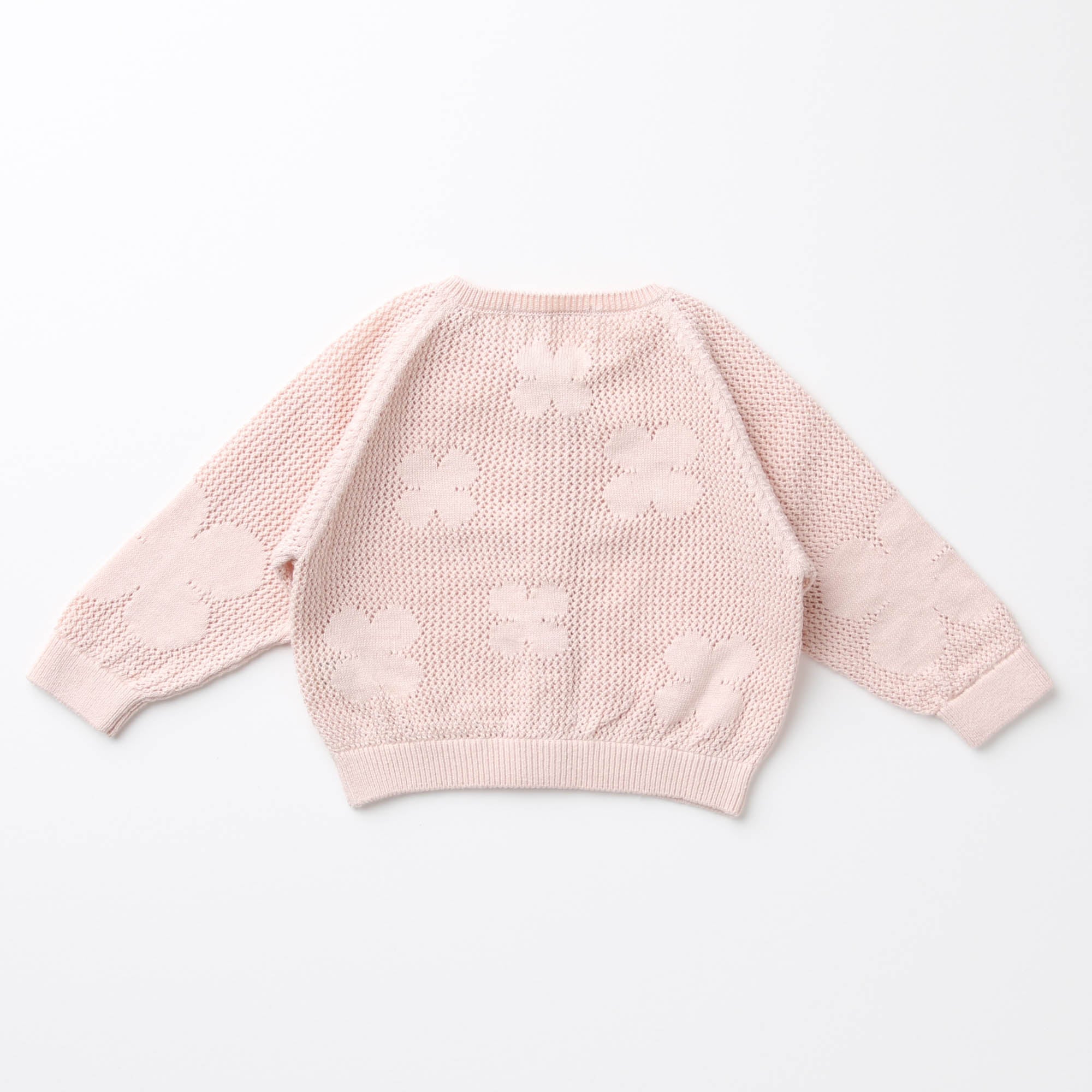 透かし柄クローバー柄カーディガン(さくらねずみ)