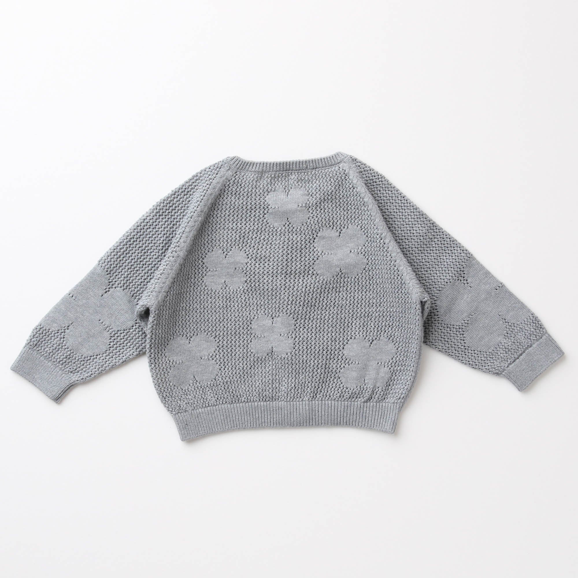 透かし柄クローバー柄カーディガン(紺青)