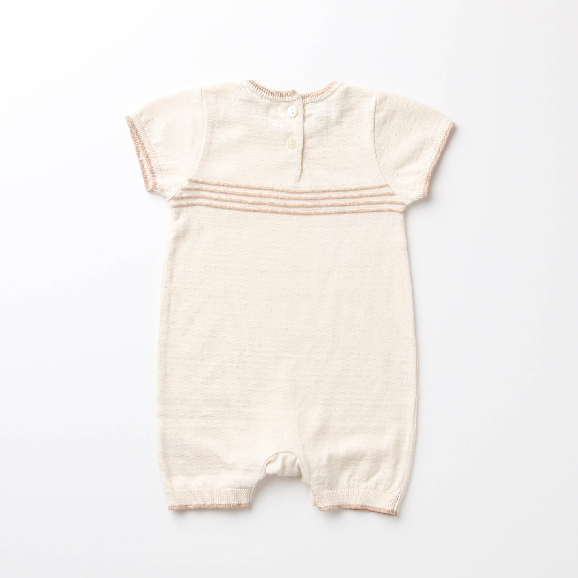 ハイゲージニット編み半袖ロンパース