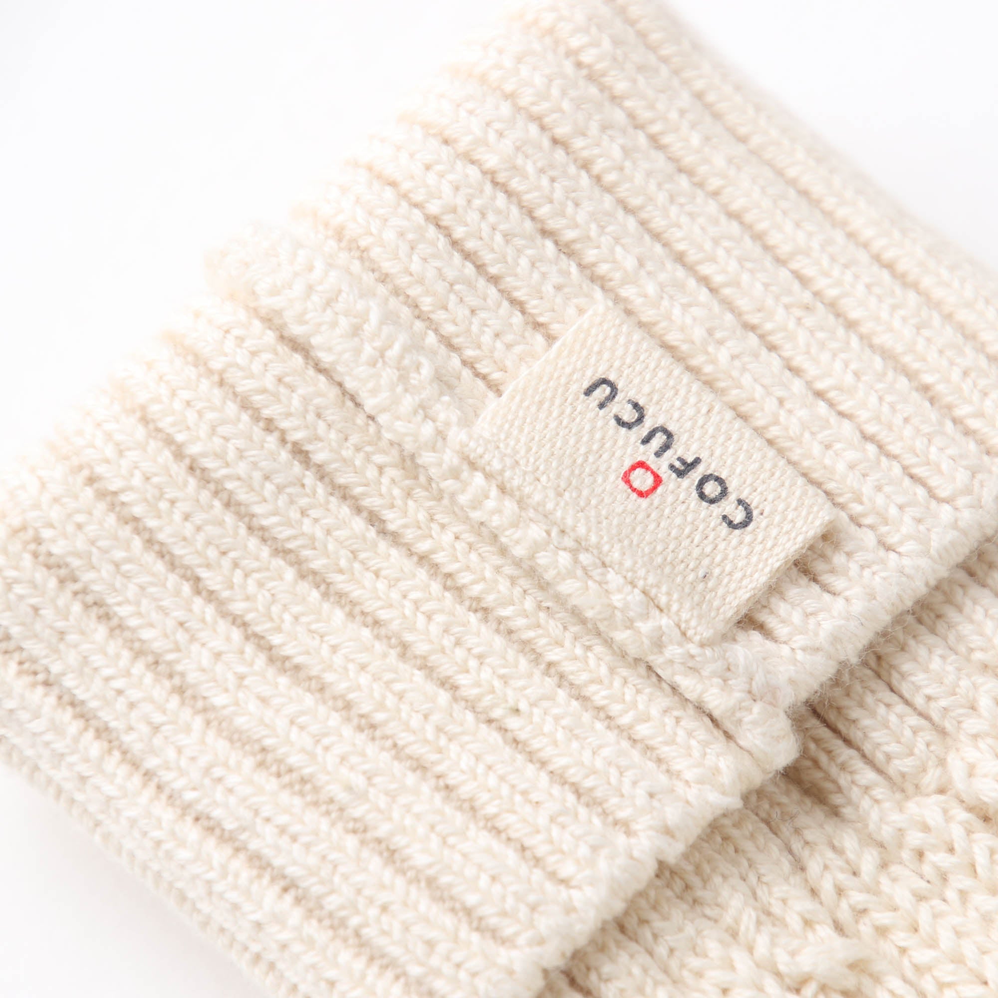 ケーブル編みレッグウォーマー(生成)