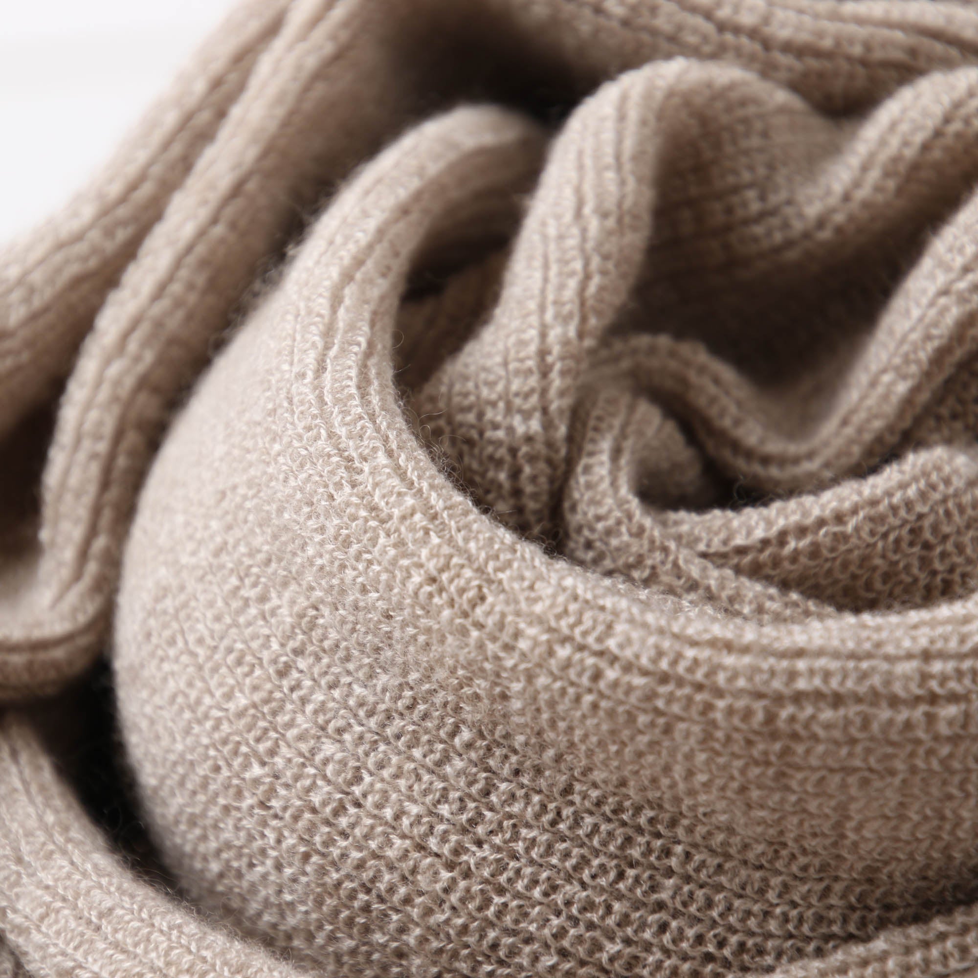 カシミヤ混ニットショール(ブラウン)