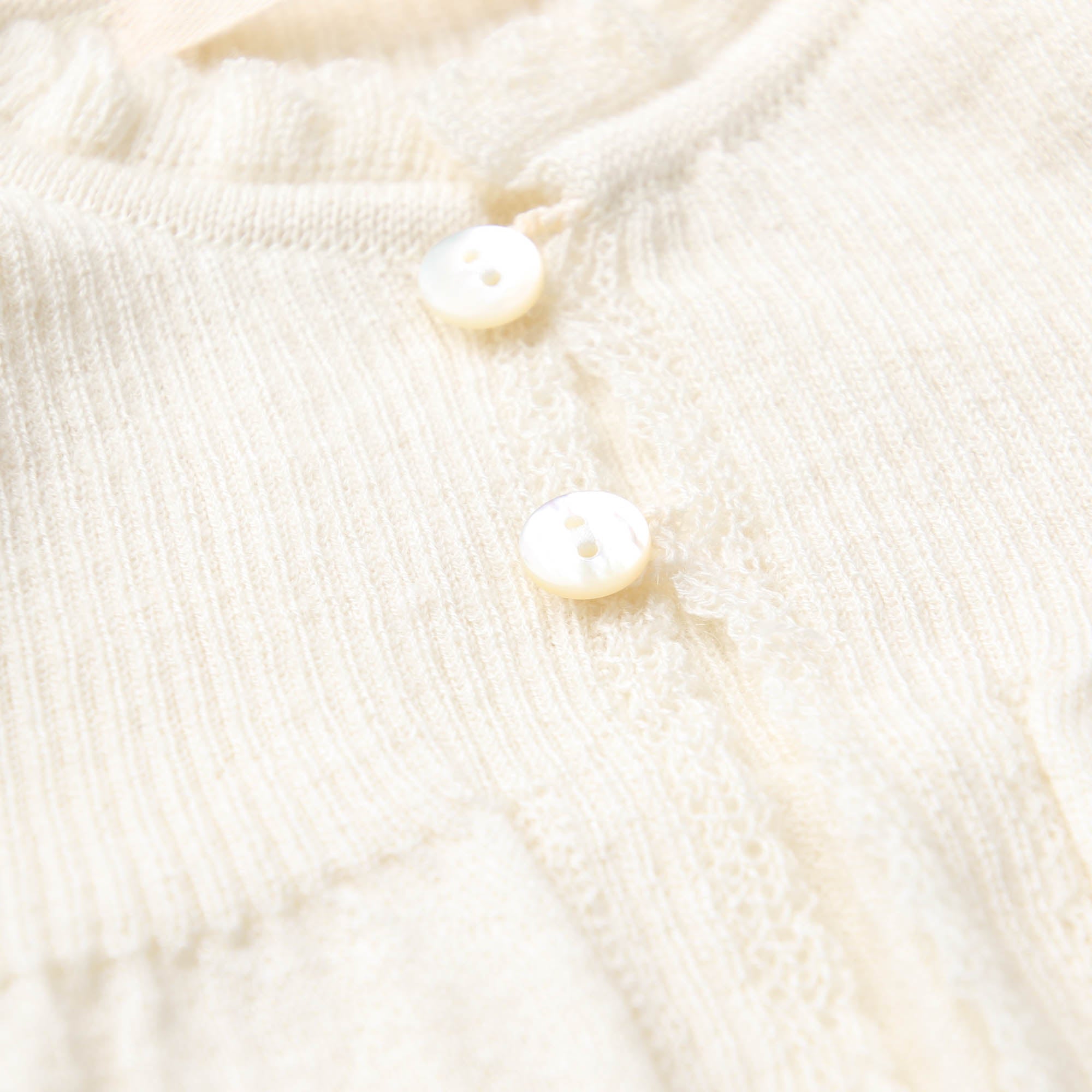 カシミヤ×シルク×コットン ベビードレス&帽子(アイボリー)