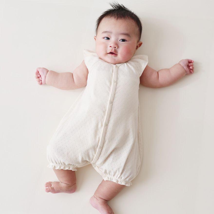 Misha & Puff フリルネックロンパース 0-6ヶ月 フリル袖ロンパース