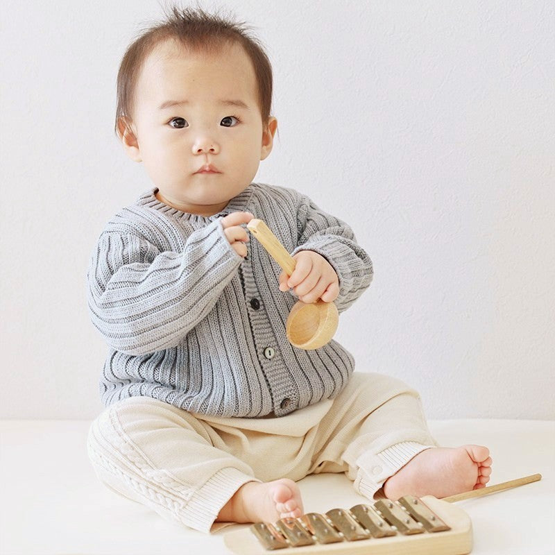 リブ編みカーディガン（紺青）