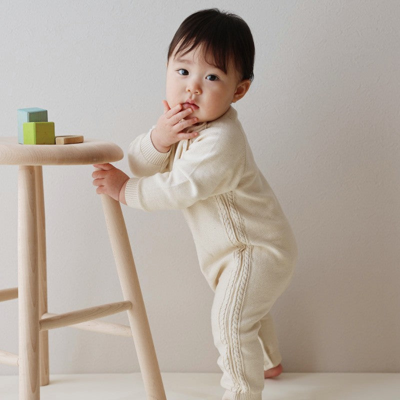 ラグランカバーオール 縄編み