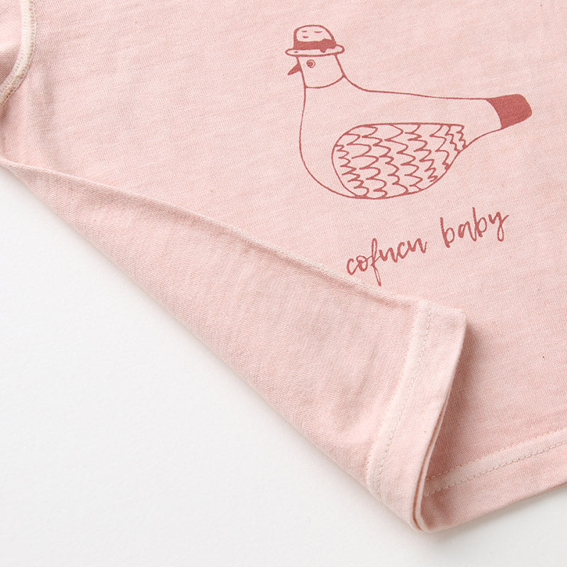 ベンガラ染めＴシャツ 鳩（春桜色）