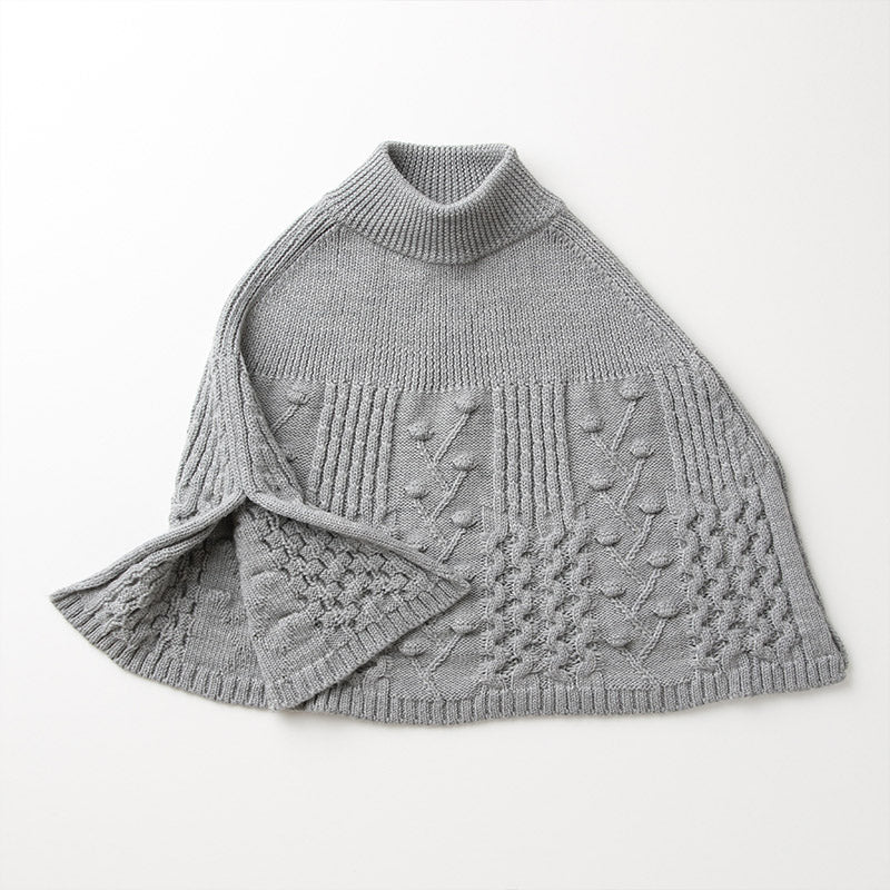 ウインザーオパール アラン柄ポンチョ（グレー）