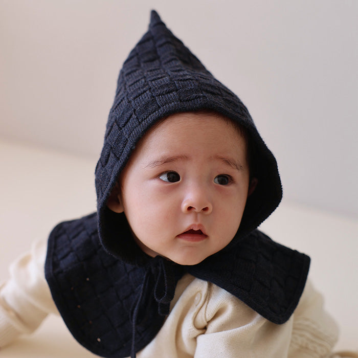 ウールこびと帽 バスケット編み