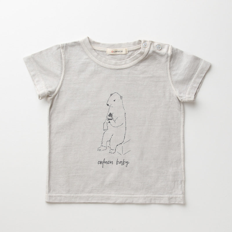 ベンガラ染めＴシャツ 白熊（深川色）