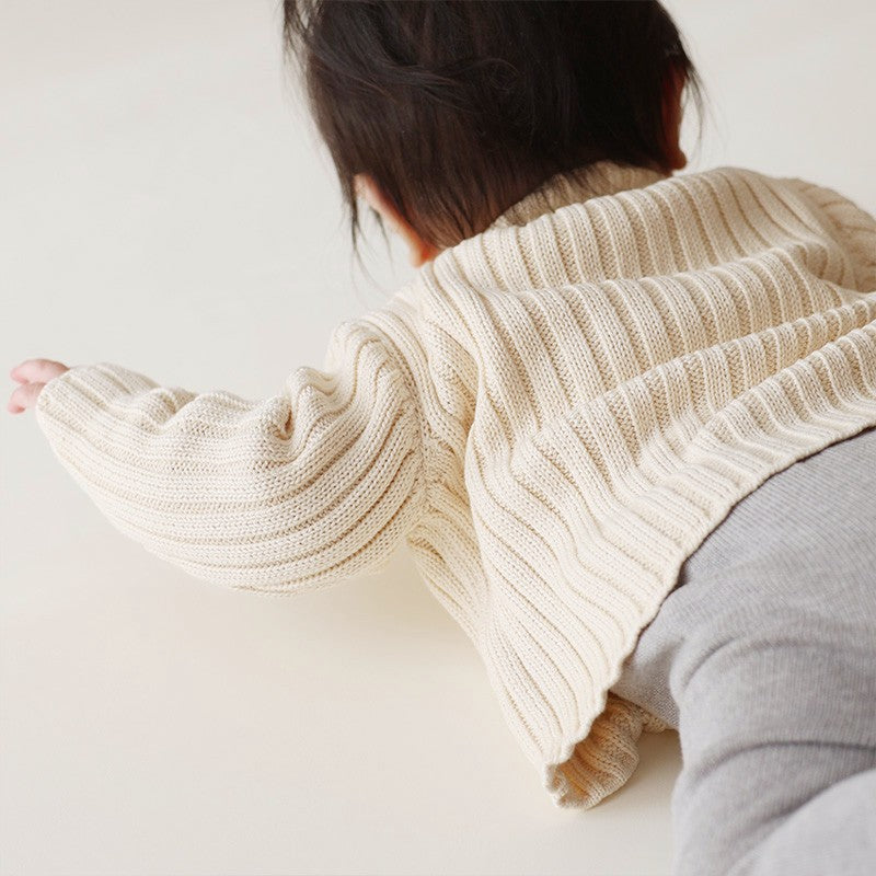 リブ編みカーディガン（生成）