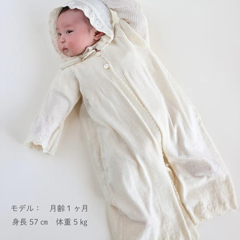 カシミヤ×シルク×コットン ベビードレス&帽子（アイボリー）