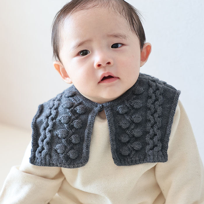 ウール付け衿スタイ アラン編み