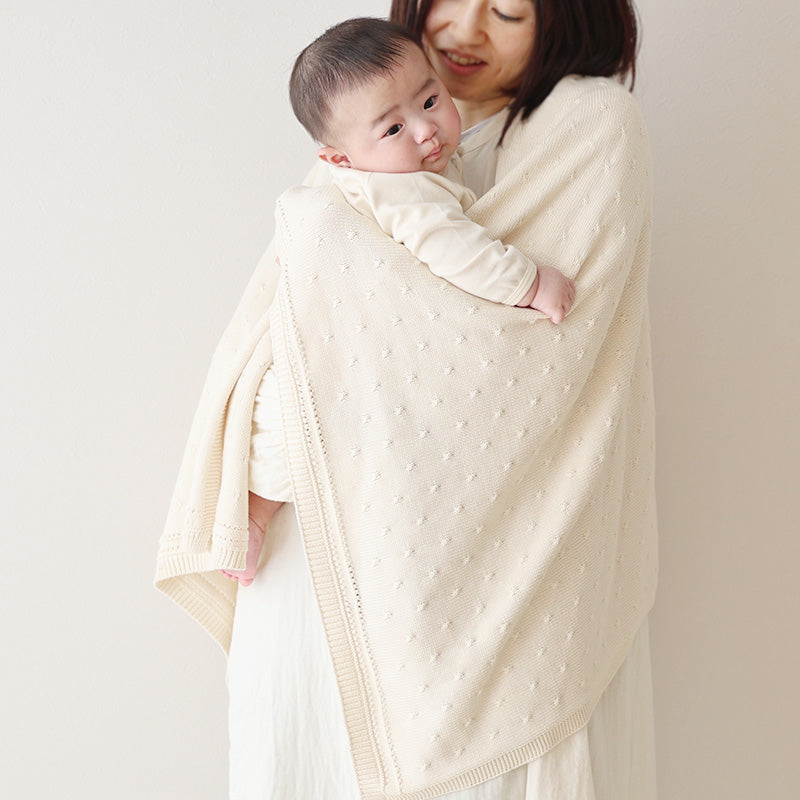 タック柄編みニットブランケット（ナチュラル）